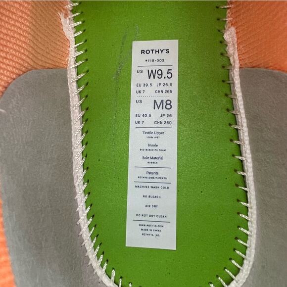 Rothy’s New Women’s RS02 Sneakers Athleisure Creamsicle Orange 9.5 - Picture 6 of 13